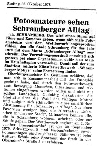 Zeitungsauschnitt aus dem Schwarzwlder Boten 1978